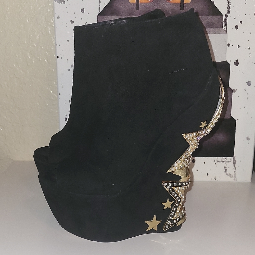 Killstar Andromeda Black and Gold Star Platform Shoes Size 8 - Picture 5 of 6